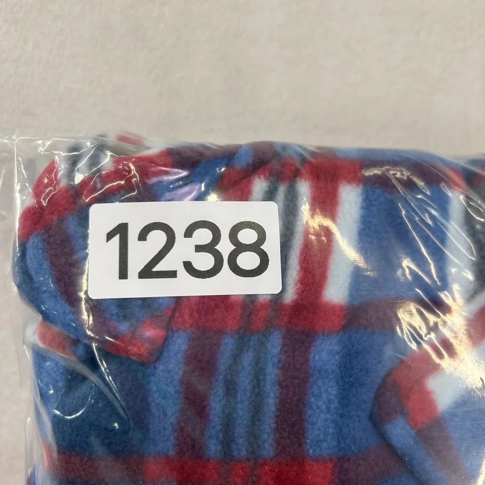 Quiksilver Boys Blue Red Plaid Polar Fleece Button Down Shirt Jacket L 14/16 NWT